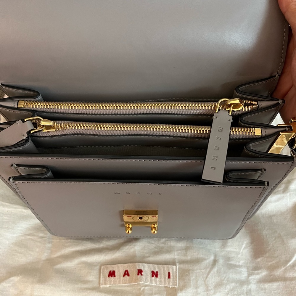 Marni Gray Medium Trunk Leather Bag Crossbody - Picture 6 of 14